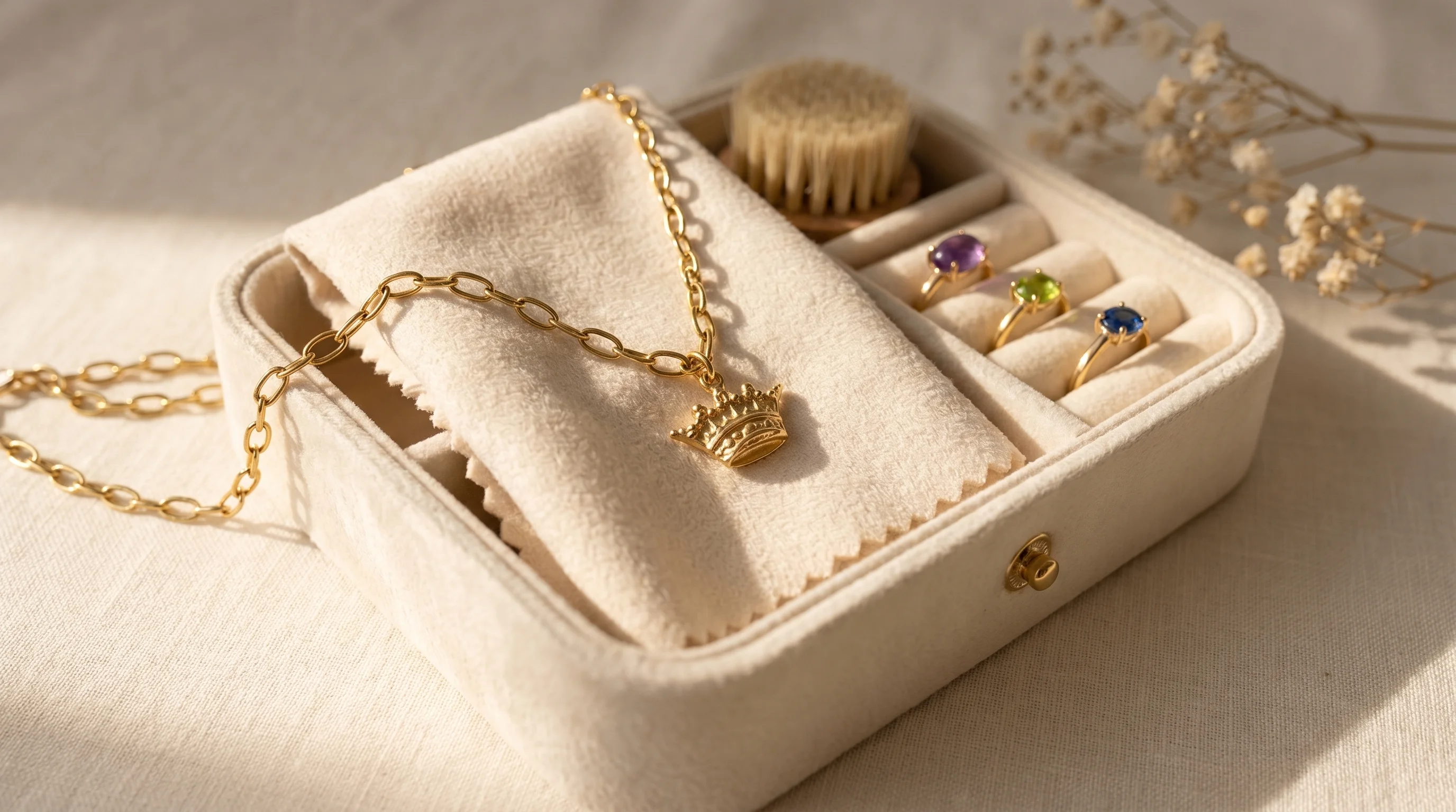 Enleira gemstone ring care kit or ring storage solution, or a bestselling gemstone ring from the collection